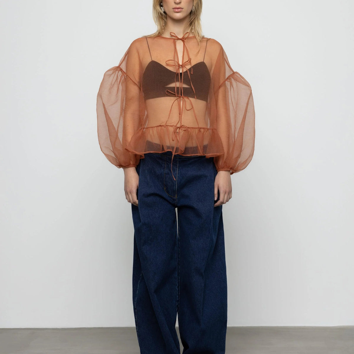Volume Organza Bow Top in Cork