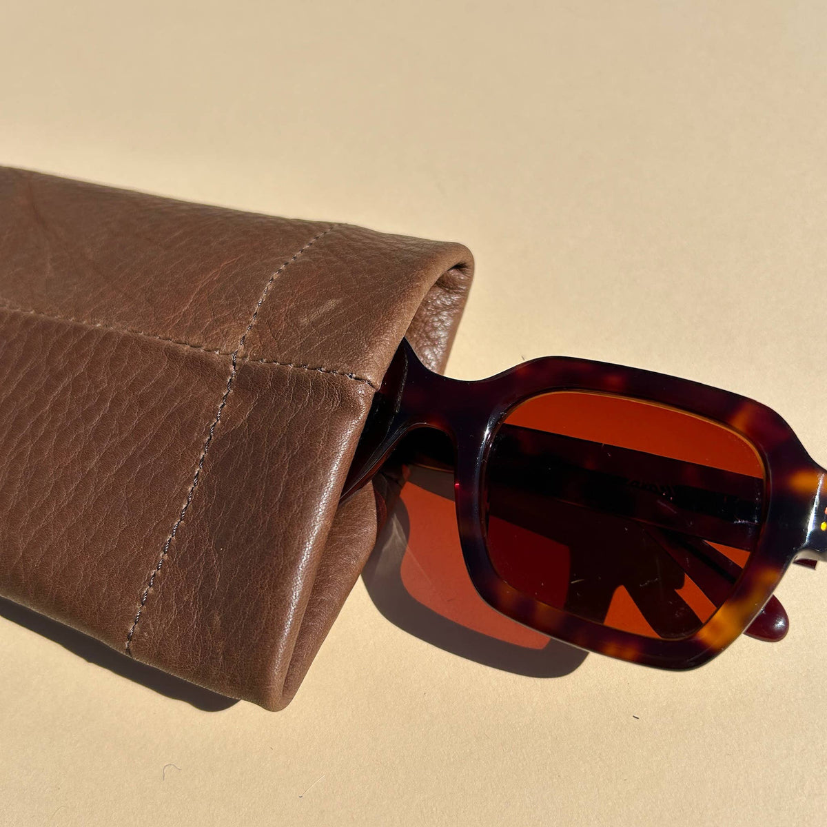 Sunglasses Case in Chocolate Leather