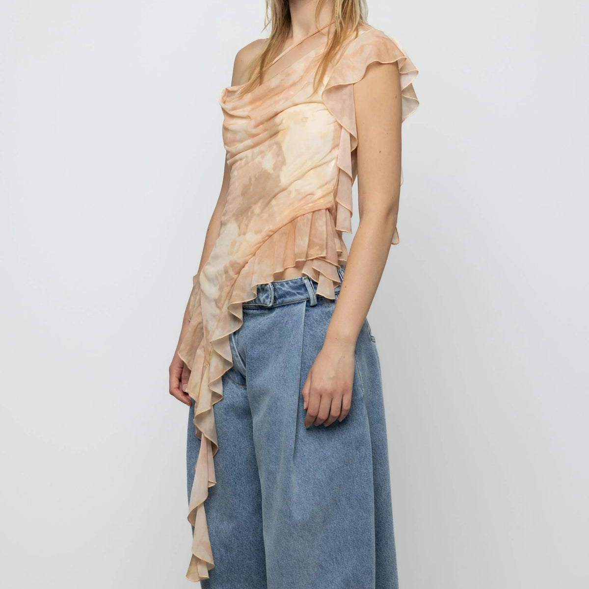 Asymmetric Frill Top in Mellow Yellow