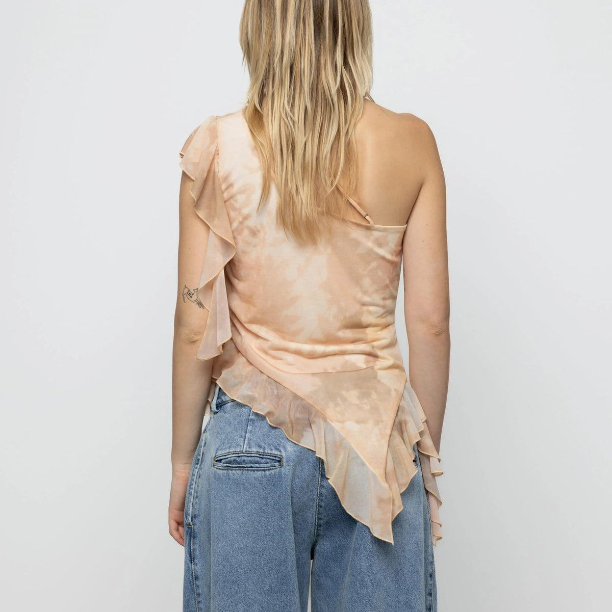 Asymmetric Frill Top in Mellow Yellow