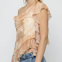 Asymmetric Frill Top in Mellow Yellow