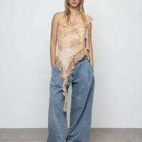 Asymmetric Frill Top in Mellow Yellow
