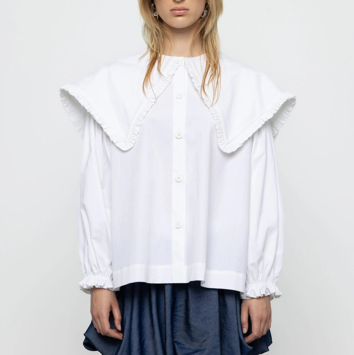 Oversized Sailor Top in White