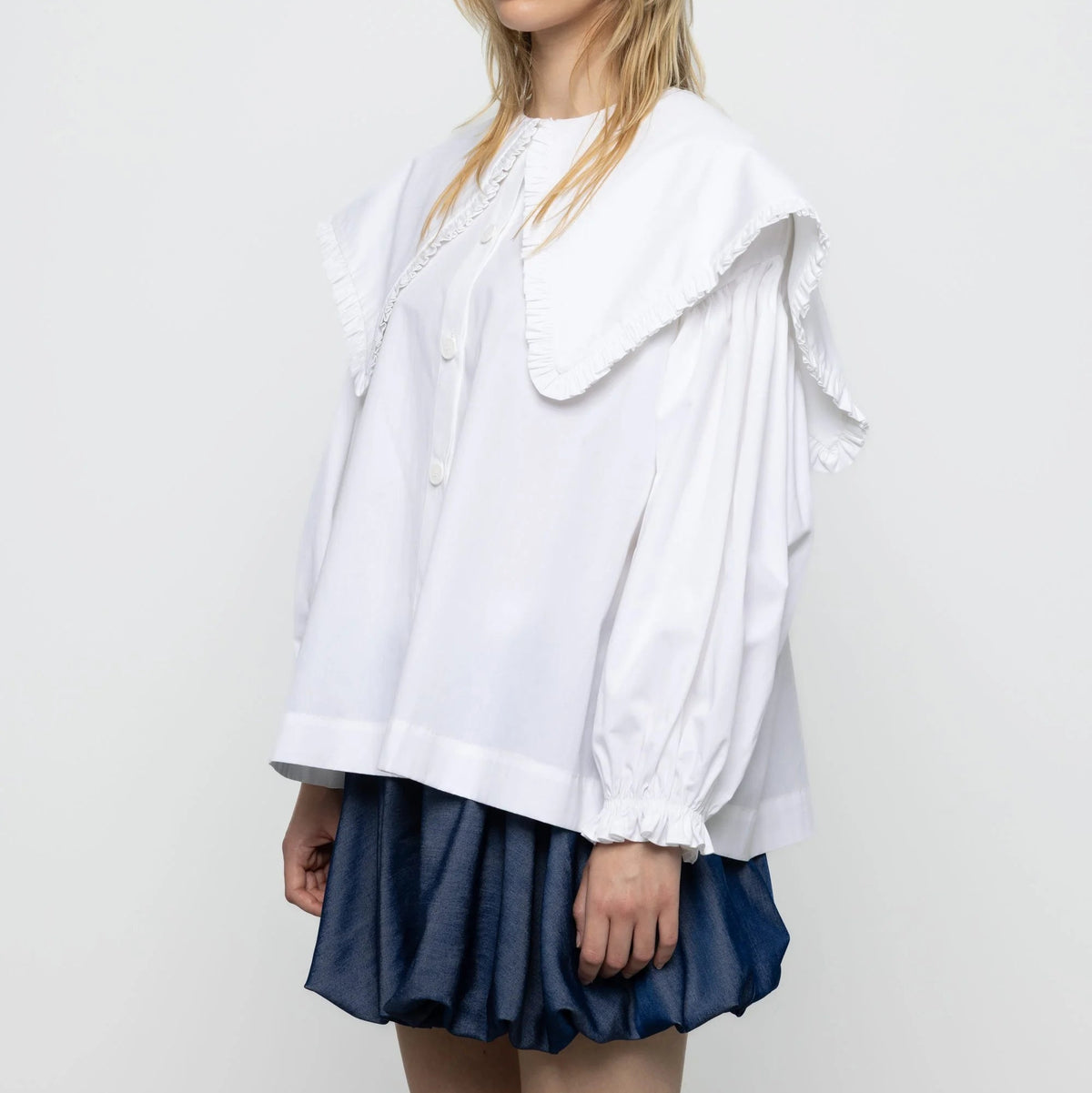 Oversized Sailor Top in White