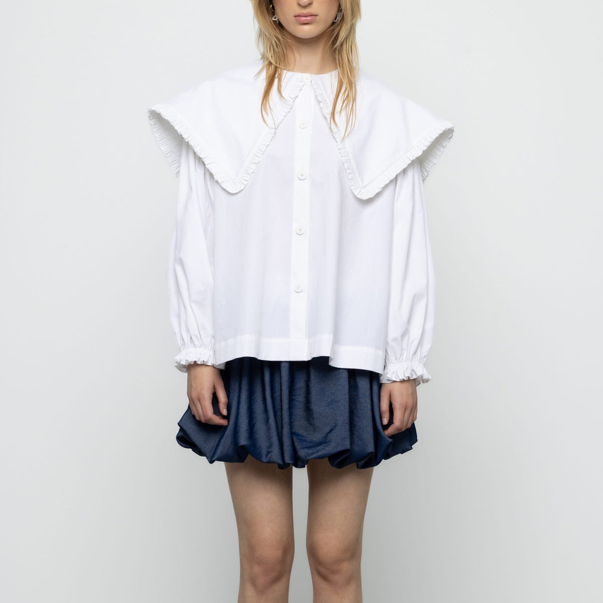 Oversized Sailor Top in White