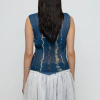 Pleated Sleeveless Blouse in Water Reflection