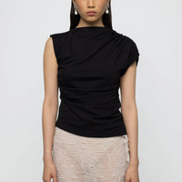 Asymmetric Draped Top in Black