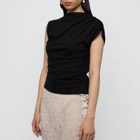 Asymmetric Draped Top in Black
