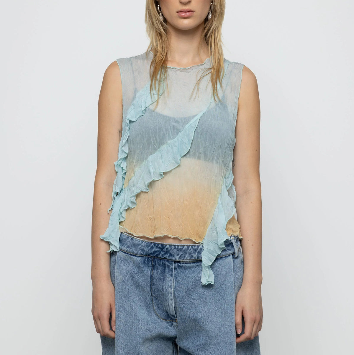 Asymmetric Ruffle Top in Breeze Ombre