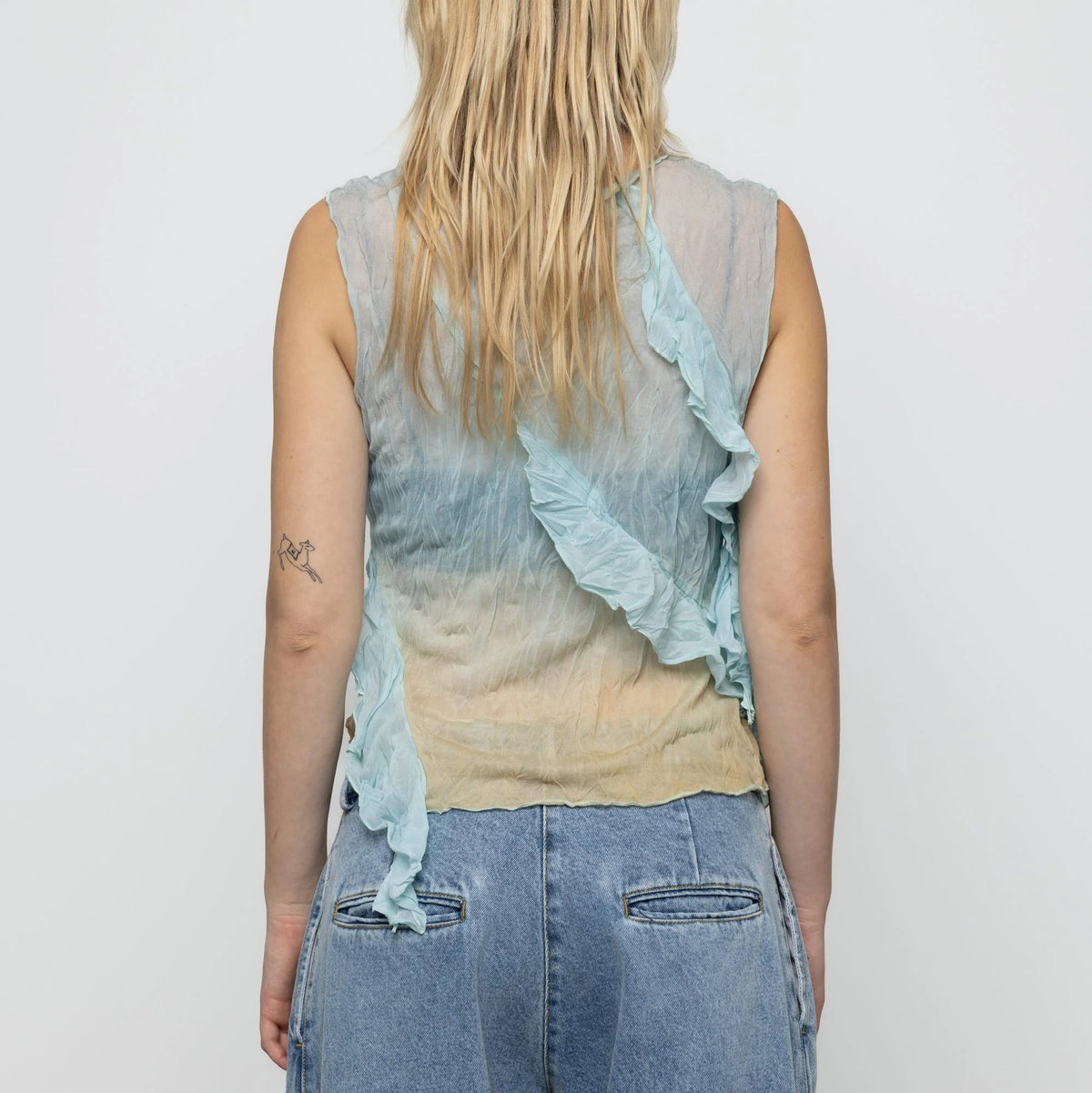 Asymmetric Ruffle Top in Breeze Ombre