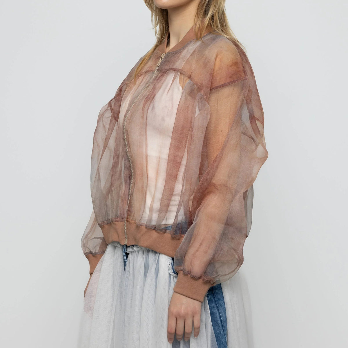 Organza Bomber Jacket in Pink Sunset