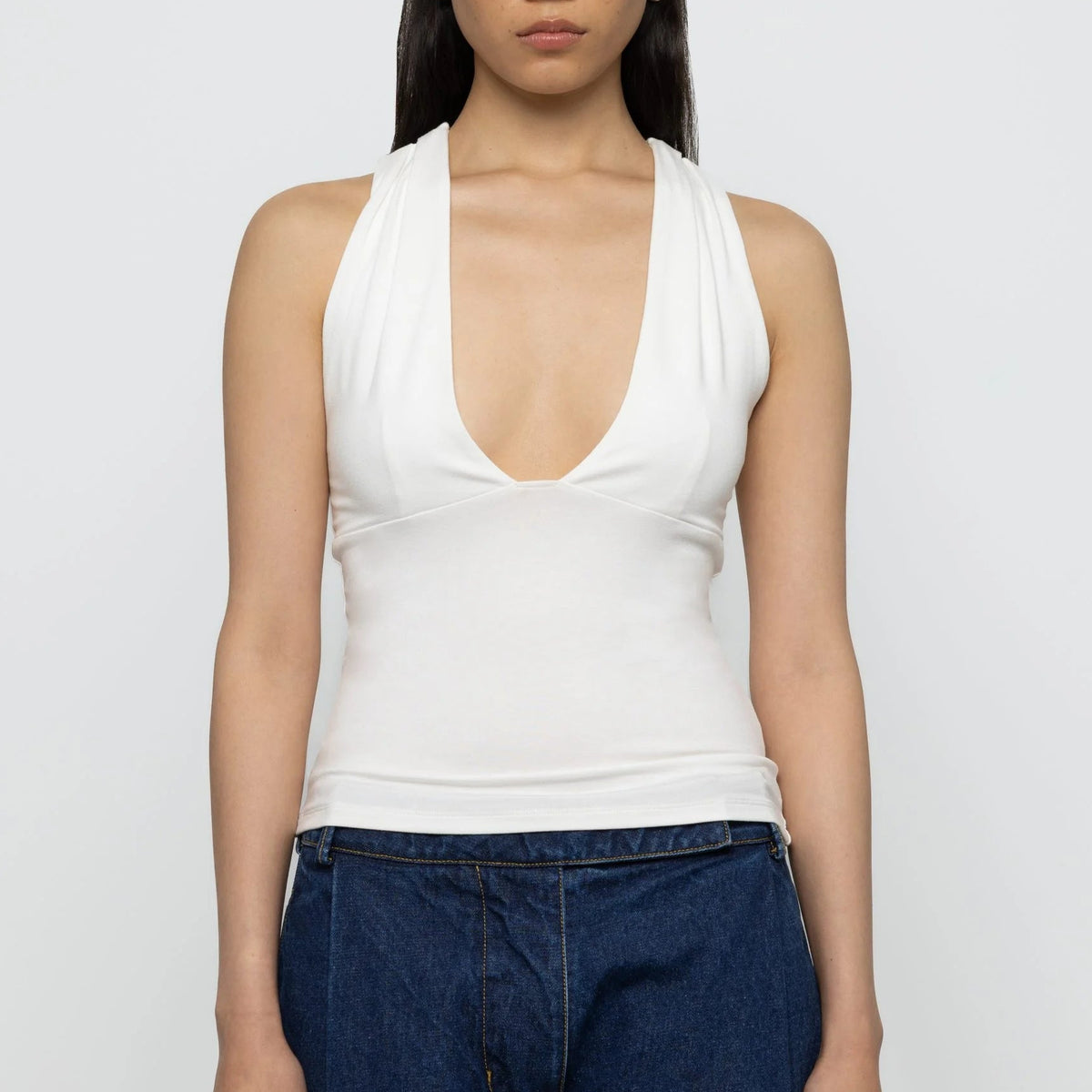 Plunge Top in White
