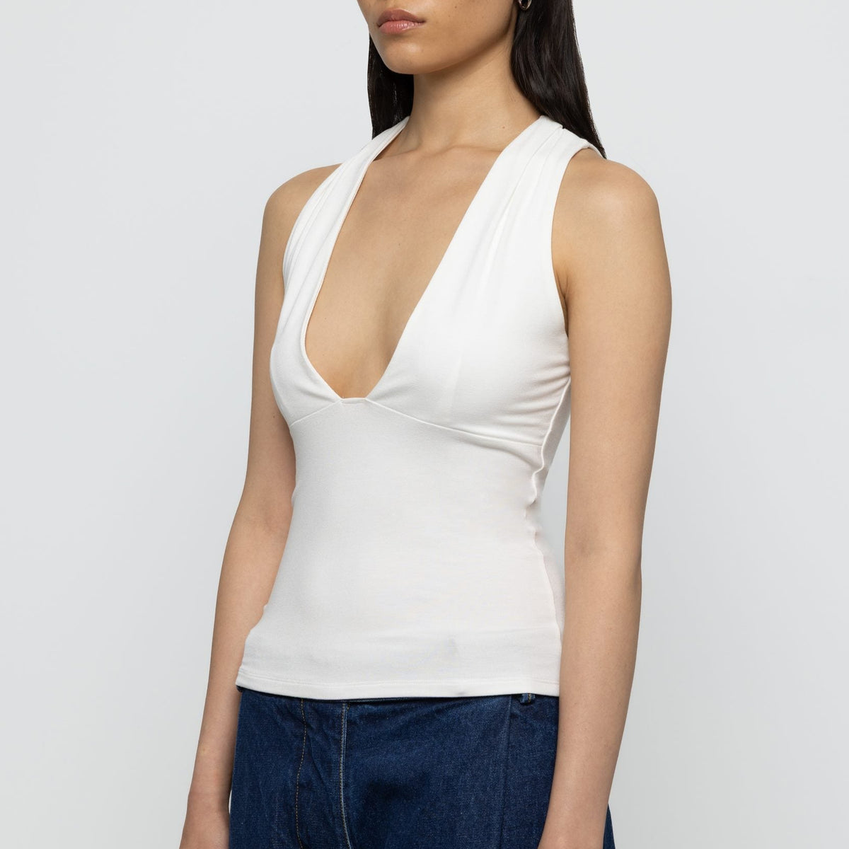 Plunge Top in White