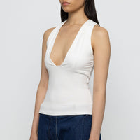 Plunge Top in White