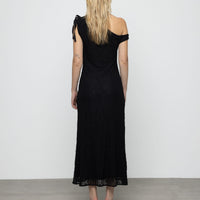 One Shoulder Lace Maxi Dress in Black