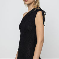 One Shoulder Lace Maxi Dress in Black