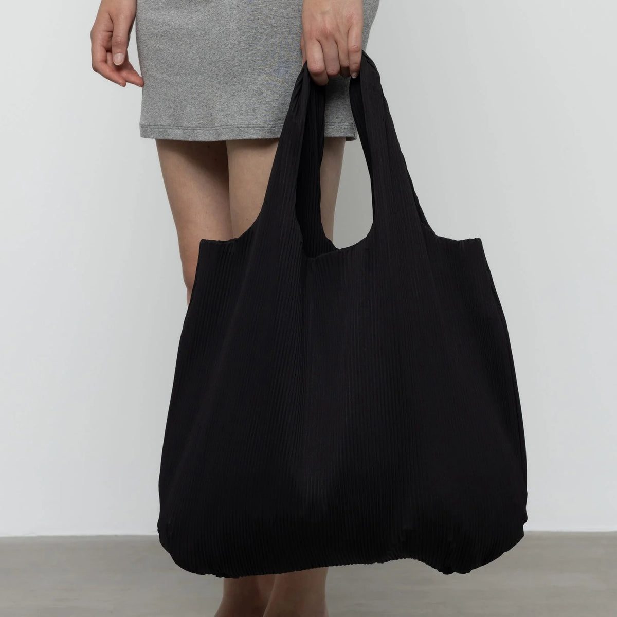 Pleated Shoulder Bag in Black