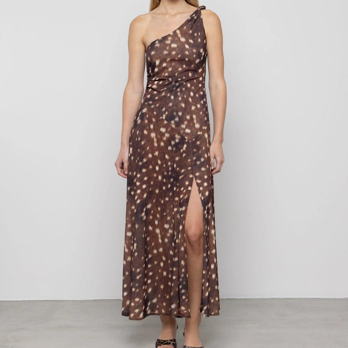 One-Shoulder Deer Print Dress