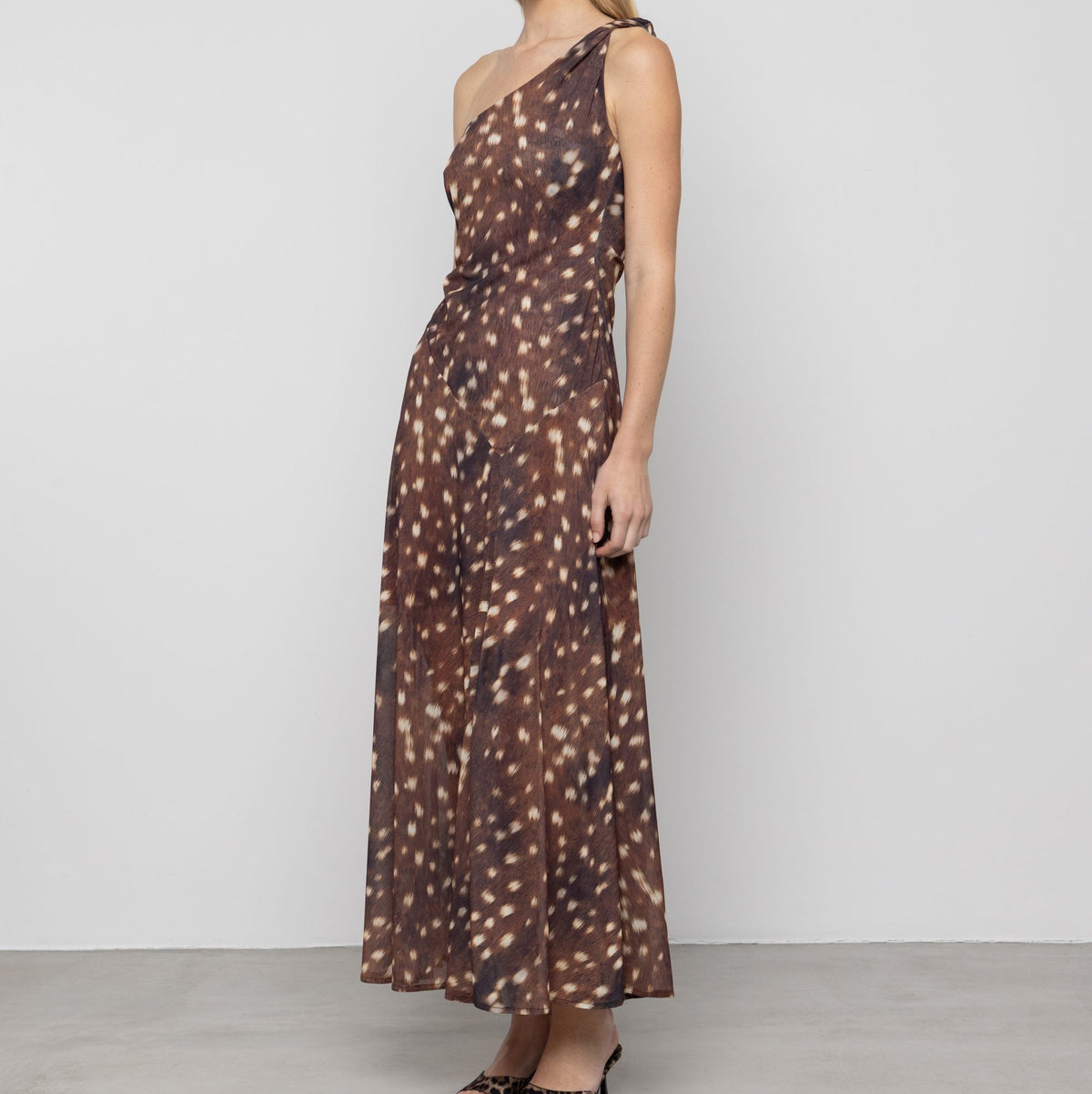 One-Shoulder Deer Print Dress