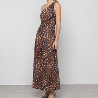 One-Shoulder Deer Print Dress