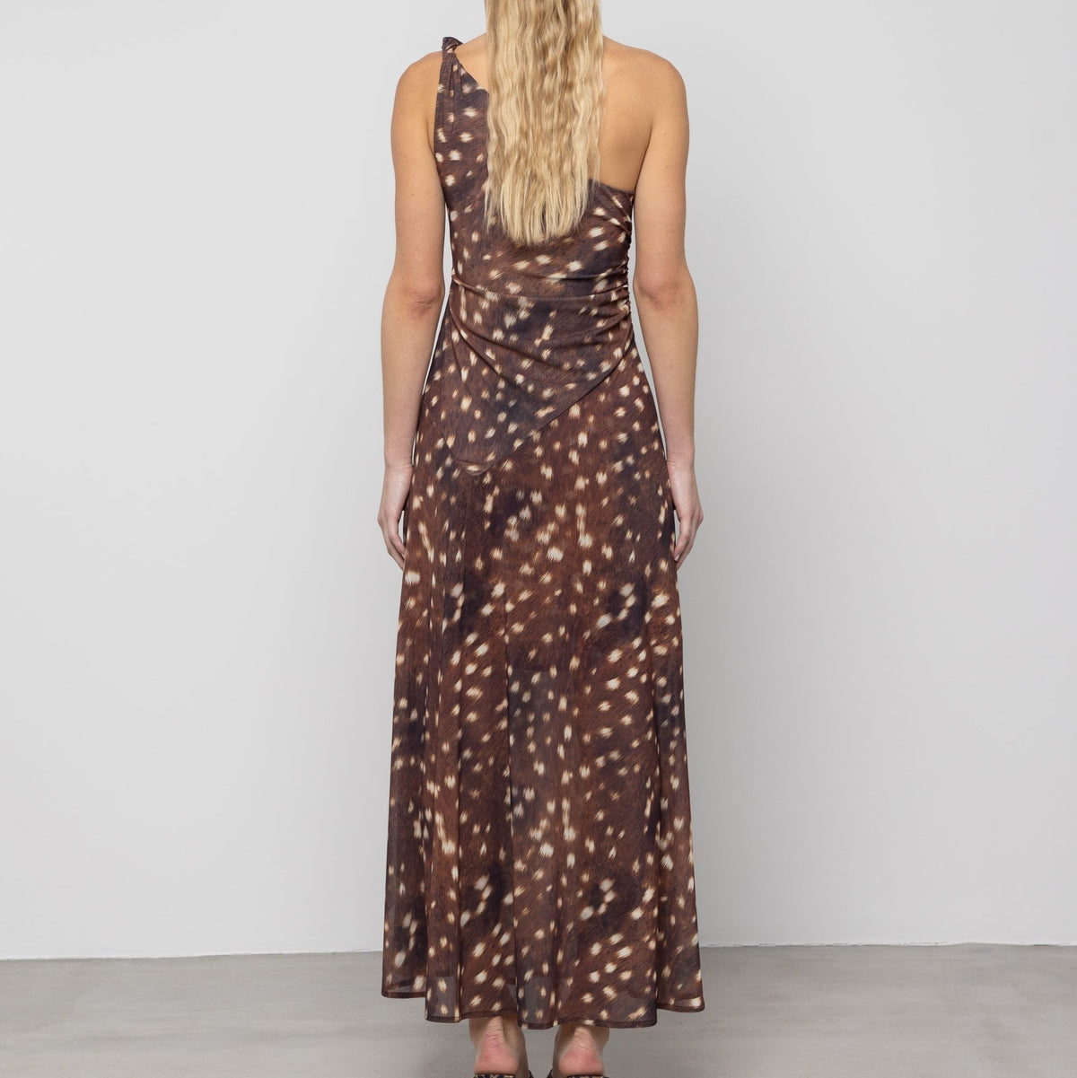 One-Shoulder Deer Print Dress