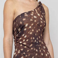 One-Shoulder Deer Print Dress
