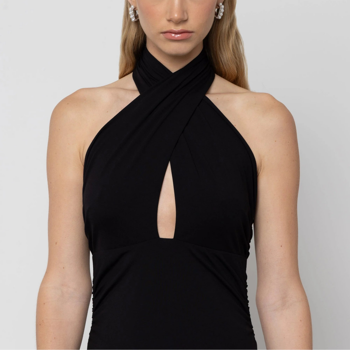 Contrast Halter Maxi Dress
