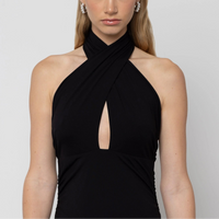 Contrast Halter Maxi Dress