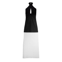 Contrast Halter Maxi Dress