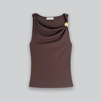 Asymmetric Bead Trim Top