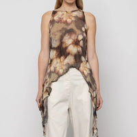 Asymmetric Chiffon Top in Petal Moon Print