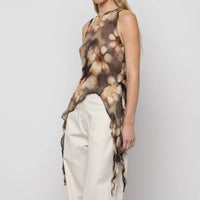 Asymmetric Chiffon Top in Petal Moon Print