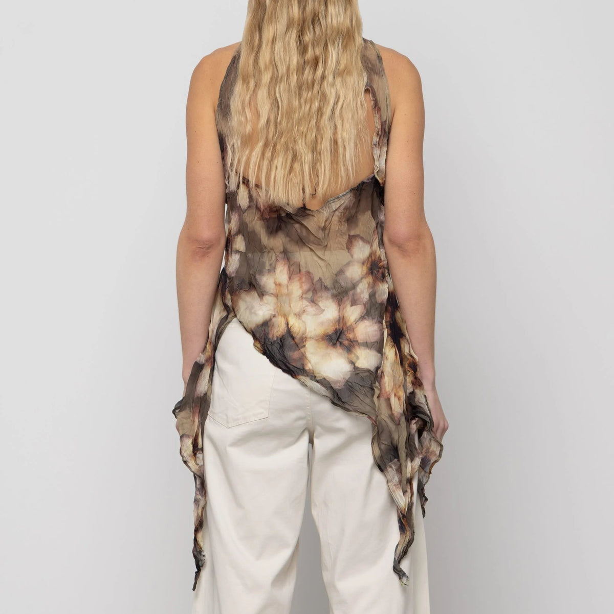 Asymmetric Chiffon Top in Petal Moon Print