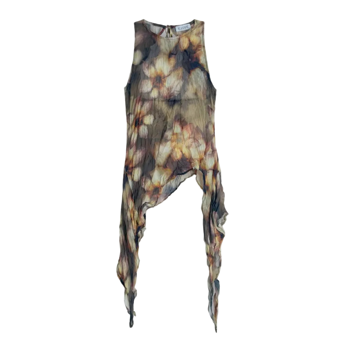 Asymmetric Chiffon Top in Petal Moon Print