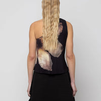 One Shoulder Pleated Floral Top