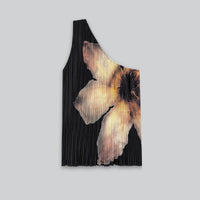 One Shoulder Pleated Floral Top