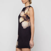 Pleated Floral Mini Dress
