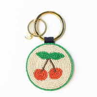 Kelsey Cherries Seed Bead Key Ring