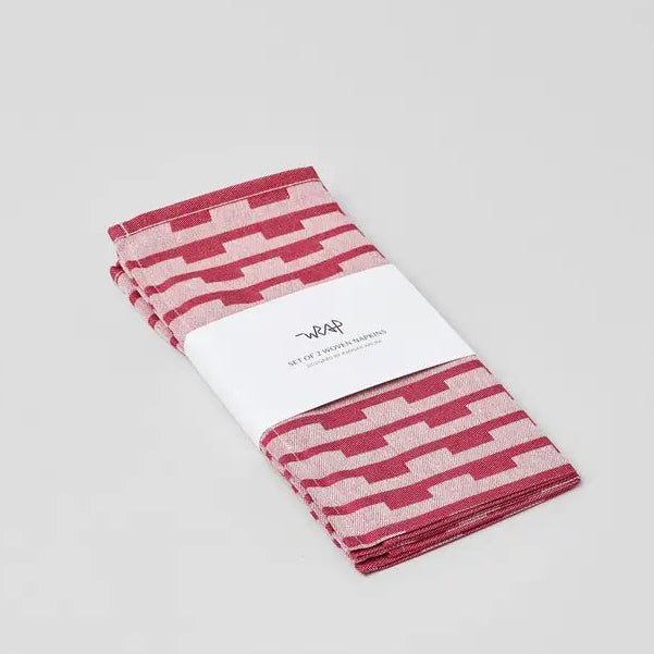 Stripes Napkin Set Burgundy/Natural