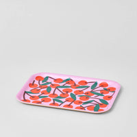 Cherries Pink Small Serving Tray