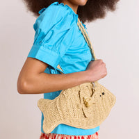 Raffia Fish Bag with Bag Charm