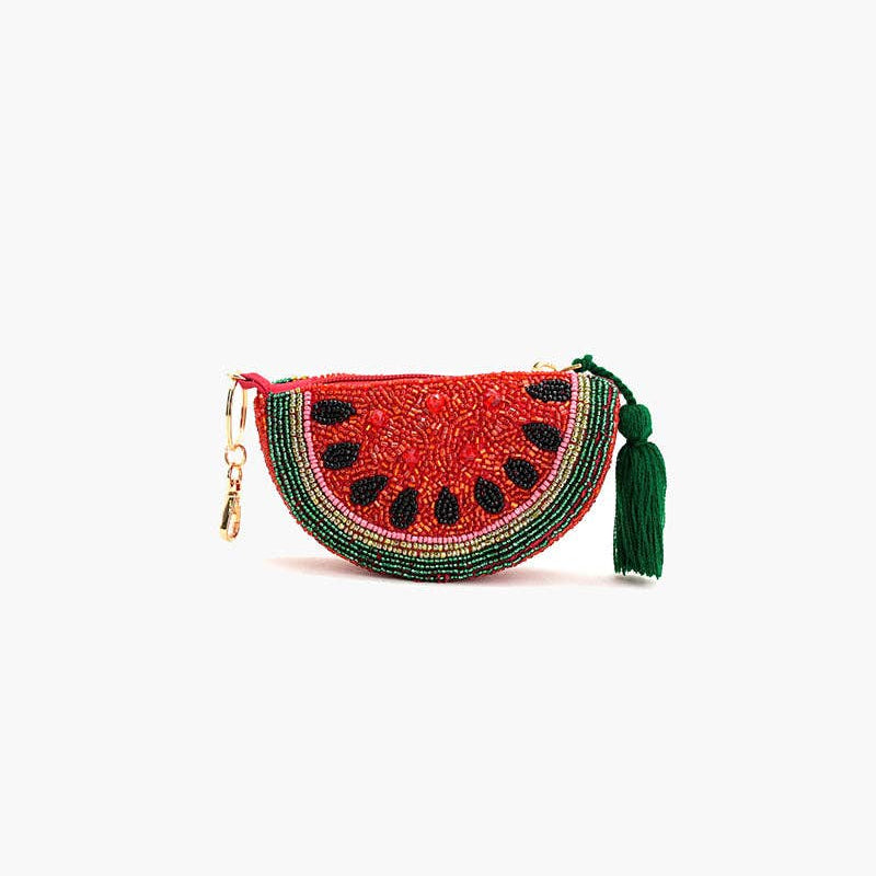 Watermelon Beaded Coin Pouch