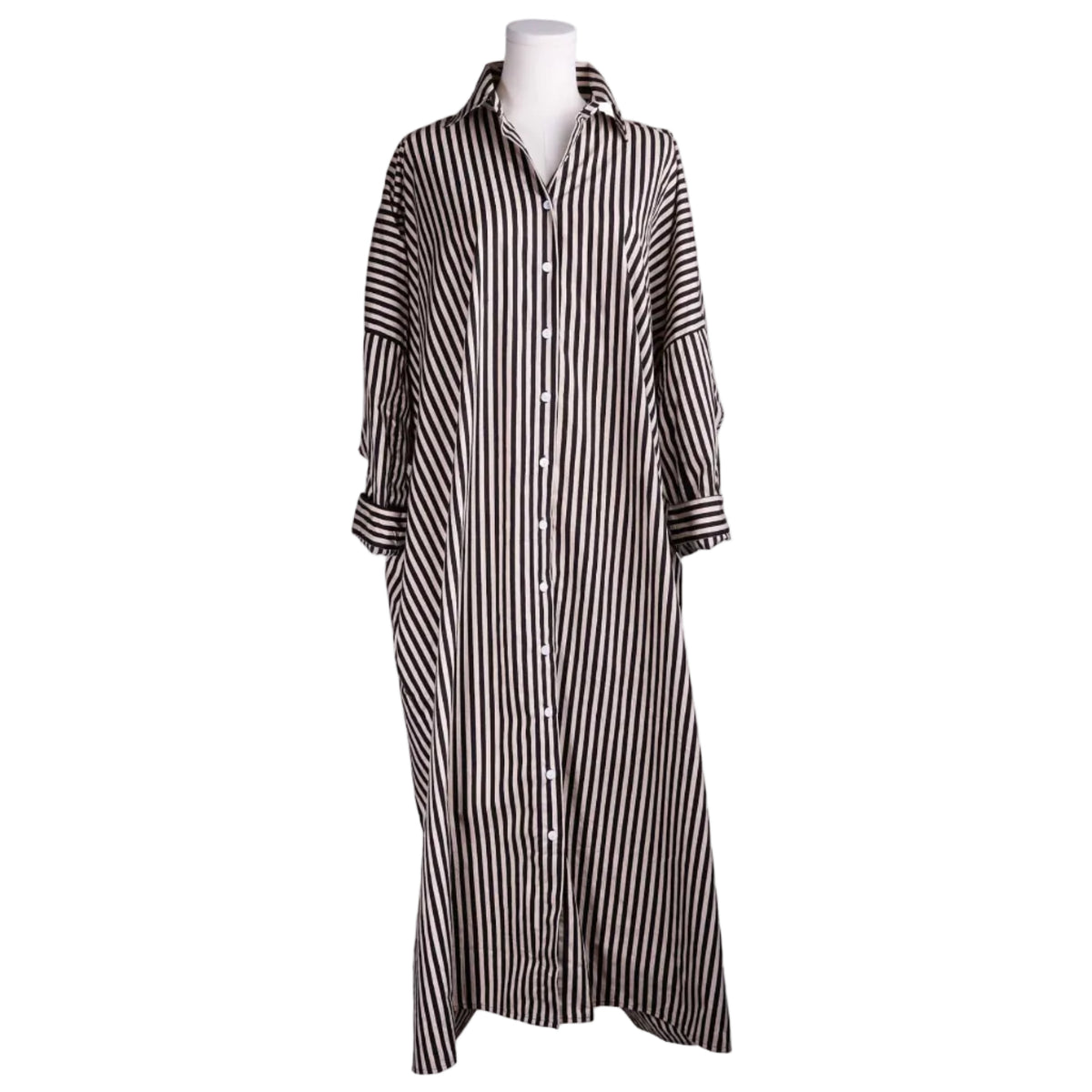 Colette Shirtdress in Black & Cream Stripe