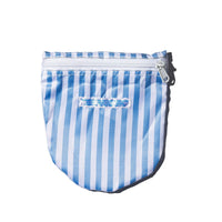 School Tie Fabric Semicircle Pouch in Light Blue x White