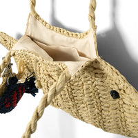 Raffia Fish Bag with Bag Charm