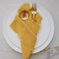 Plain Fringed Napkin in Turmeric