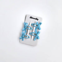 Mini Bow Snap Clips in Baby Blue