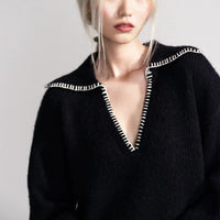 Gstaad Big Collar Pullover in Black