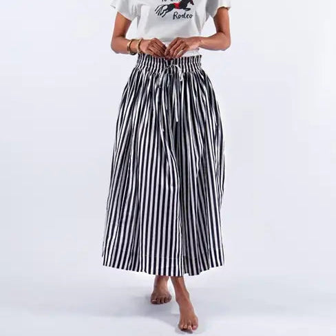 Keaton Stripe Skirt in Black & White