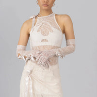 Sheer Lace Gloves in Off White